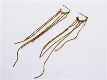 Øreringe - smukke og elegante forgyldte ørestikker med lange vedhænge